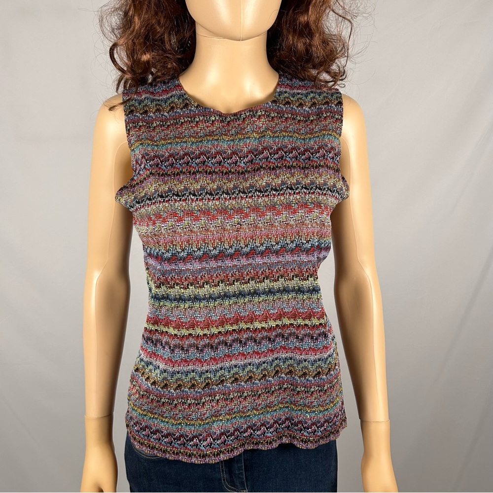 Vintage Units Sleeveless Multicolor Cropped Textured Blouse